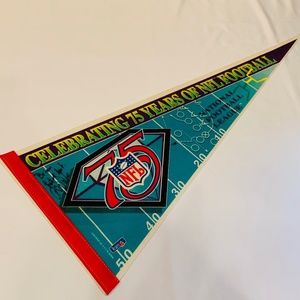 Vintage Celebrating 75 Years of NFL Football Field Autographed 30" Pennant Flag
